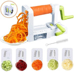 Spiralizer Vegetable Slicer, 5-Blade Spiral Slicer, Foldable Veggie Pasta Zucchini Spaghetti Zoodle Maker with Strong Suction Pad, Extra Blade Caddy, Cleaning Brush and Recipe Ebook by CHUGOD