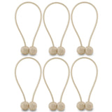 NZQXJXZ Curtain Tiebacks Magnetic, Drape Holders Holdbacks Decorative Weave Rope Clips Window Sheer Blackout Panels Home Office, Beige (Pack of 6)