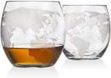 Godinger Whiskey Decanter Globe Set with 2 Etched Globe Whisky Glasses - for Liquor, Scotch, Bourbon, Vodka - 850ml