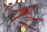 TEEVEA  Silicone Whisk Spatula Spoonula & Brush Set of 6 - Wine Red