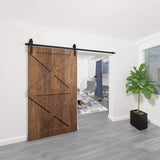 Homlux 6ft Heavy Duty Sturdy Sliding Barn Door Hardware Kit Single Door - Smoothly and Quietly - Simple and Easy to Install - Fit 1 3/8-1 3/4" Thickness Door Panel(Black)(J Shape Hangers)