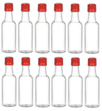 Nakpunar 12 pcs 50 ml Plastic Liquor Bottles with Black Cap