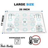 Large Silicone Pastry Mat Countertop-Protector – and Bonus Reusable Silicone Baking Mat – 17 x 26 inch with Measurements, Heat Resistant, Food Grade