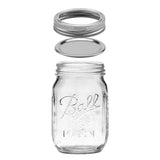 Tebery 12 Pack Ball Printed Glass Jars 16 oz Mason Glass Jars with Regular Mouth Canning Glass Jars with Lids