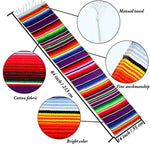 Resinta 2 Pack 14 by 84 Inch Mexican Serape Table Runner Mexican Colorful Cotton Fringe Table Runners Blanket for Mexican Party Outdoor Wedding Kitchen Decorations