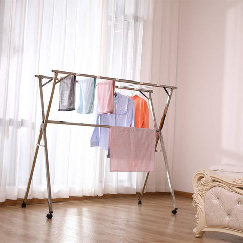 Stainless Steel Laundry Drying Rack Free Installed ,foldable Space Saving,heavy duty