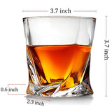 Kingrol 6 Pack Crystal Whiskey Glasses - 10 oz Twist Scotch Glasses for Drinking Bourbon, Cognac, Irish Whisky, Glassware Gift Set