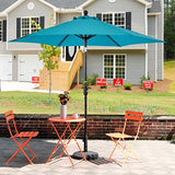 LCH 9 ft Outdoor Umbrella Patio Backyard Market Table Umbrella Sturdy Pole Push Button Easily Tilt Crank with Umbrella Cover (Blue)