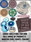 ENKORE Absorbent Coasters For Drinks - 6 Pretty Mandala Patterns on Big Ceramic Stones with Cork Back, Use as Elegant Home Decor and Save Your Furniture From Damage By Water Stain And Marks, No Holder