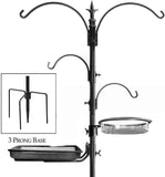 Deluxe Premium Bird Feeding Station, 22" Wide x 91" Tall with 5 Prong Base, Top Hook, Two Small Arms and Water Dish by AshmanOnline