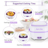 Janolia Electric Food Steamer, Portable Lunch Box Steamer with Stainless Steel Bowls, Egg Steaming Rack, Spoon, Measuring Cup