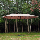 Outsunny VD-3454OPBE Crank-Tan 15' Double-Sided Twin Outdoor Market Patio Umbrella with Cran, L x 8.85'W x 7.9'H