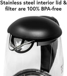 Mealthy Electric Kettle - Made with high quality Glass and is BPA-Free, 1.7 liter with Auto Shut-Off, Boiler & Tea Heater with LED Indicator Light, Boil-Dry Protection, 100% Stainless Steel