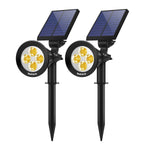 Nekteck Solar Powered Garden Spotlight - Outdoor Spot Light for Walkways, Landscaping, Security, Etc. - Ground or Wall Mount Options (2 Pack, White)