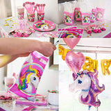 180+ PCS Complete Unicorn Party Supplies & Decorations - Glittery Unicorn Headband | Disposable Tableware Set | 30 Magical Balloons | 24 Pc Unicorn Cupcake Wrappers & Toppers | Party Favors