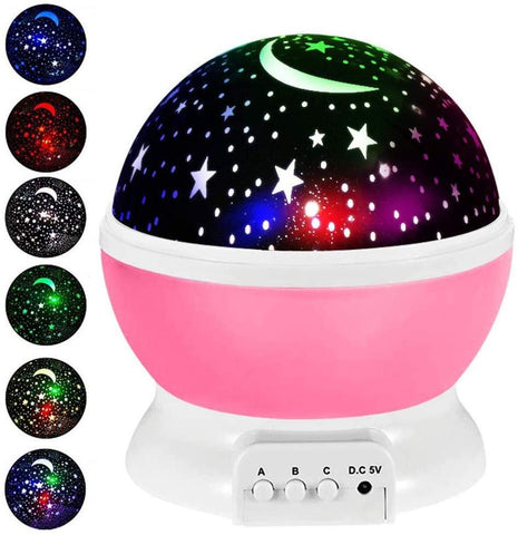 Kingtoys Moon Star Projector,Baby Night Lights， Romantic LED Night Light, 360-degree Rotating 4 LED Bulbs,Suitable for Parties, Children's bedrooms or to be Christmas Gifts.