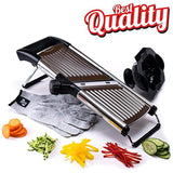 [Upgraded] Mandoline Slicer + FREE Cut-Resistant Gloves and Blade Guard – Adjustable Mandolin Vegetable Slicer and French Fry Cutter, Food Slicer, Vegetable Julienne - Stainless Steel