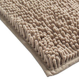 Sunnyglade Bathroom Contour Rugs Combo, Set of 2 Chenille Fabric Microfiber Soft Shaggy Non Slip 21" X 34" Bath Shower Mat and 20" X 20" U-shaped Toilet Floor Rug Bathroom Carpet