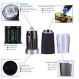 Gravity Electric Salt and Pepper Grinder, Automatic Battery Powered Matte Black Salt and Pepper Grinder Mill Set with Blue LED Light,2 Pack