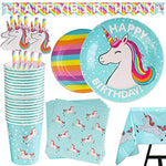 102 Piece Rainbow Unicorn Party Supplies Set Including Banner, Plates, Cups, Napkins, Straws, and Tablecloth, Serves 20