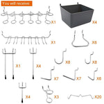 Pegboard Hooks Assortment with Pegboard Bins, Peg Locks, for Organizing Tools, 80 Piece by FRIMOONY