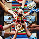 Resinta 2 Pack 14 by 84 Inch Mexican Serape Table Runner Mexican Colorful Cotton Fringe Table Runners Blanket for Mexican Party Outdoor Wedding Kitchen Decorations