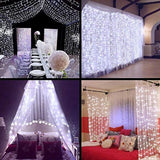 Neretva Window Curtain Icicle Lights, 304 LEDs String Fairy Lights, 9.8x9.8ft, 8 Modes Linkable , Daylight White , Christmas/Wedding/Party Backdrops Decorative Lights