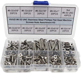 HVAZI #2-56 UNC Stainless Steel Phillips Flat Head Machine Screws Nuts Assortment Kit