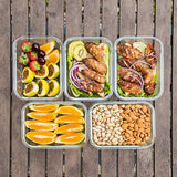 Bayco Large Glass Meal Prep Containers, [5 Pack, 36oz | 4.5cups] Glass Food Storage Containers with Lids, Airtight Glass Bento Boxes, BPA Free & FDA Approved & Leak Proof (5 lids & 5 Containers)