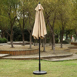 Sunnyglade 7.5' Patio Umbrella Outdoor Table Market Umbrella with Push Button Tilt/Crank, 6 Ribs (Tan)