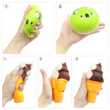 UMIKU 5pcs Squishy Jumbo Squishies Peach Lemon Ice Cream Bun French Fries Squishies Slow Rising Squishy Kawaii Scented Charms Hand Wrist Squishy Toys