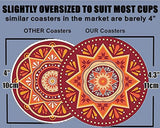 ENKORE Absorbent Coasters For Drinks - 6 Pretty Mandala Patterns on Big Ceramic Stones with Cork Back, Use as Elegant Home Decor and Save Your Furniture From Damage By Water Stain And Marks, No Holder
