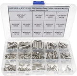 HVAZI #2-56 UNC Stainless Steel Phillips Flat Head Machine Screws Nuts Assortment Kit