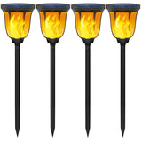 Gold Armour Solar Lights Outdoor - Flickering Flames Torch Solar Path Light - Dancing Flame Lighting 96 LED Dusk to Dawn Flickering Tiki Torches Outdoor Waterproof Garden (4 Pack)