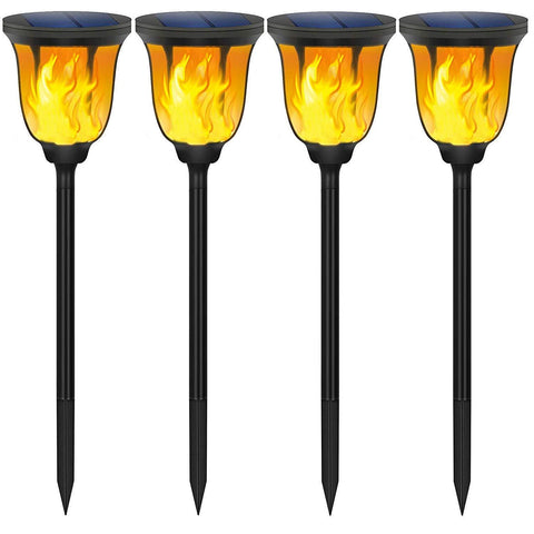 Gold Armour Solar Lights Outdoor - Flickering Flames Torch Solar Path Light - Dancing Flame Lighting 96 LED Dusk to Dawn Flickering Tiki Torches Outdoor Waterproof Garden (4 Pack)