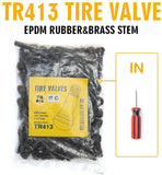 TQ Pro. TR414 Rubber Snap-in Tire Valve Stem (100pcs/bag) (Valve Tool in)