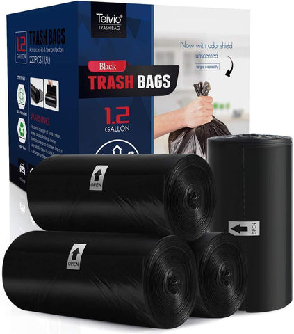 4 Gallon 220 Counts Strong Trash Bags Garbage Bags, Bathroom Trash Can Bin Liners, Small Plastic Bags for home office kitchen, fit 12-15 Liter, 3,3.5,4.5 Gal, Clear kitchen, Clear