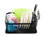 Denozer Kitchen Sink Dish Drainer Rack with Drainboard and Utensils Basket, Black