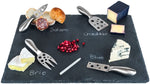 Home Perspective Large Slate Cheese Board and Stainless Steel Cutlery Set 12" x 16" - Includes 4 Knives plus a Soap Stone Chalk, Perfect Cheese Platter Slate Board, Wine