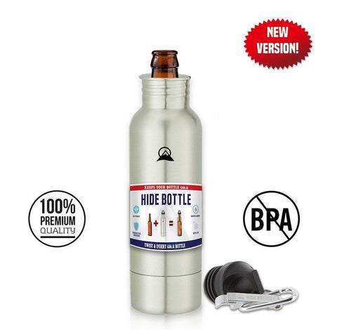 The Original Beer Bottle Cooler - Cold Beer Keeper - Stainless Steel Bottle Armor Insulator - Bottled Beer Armour Holder - Fits 12oz Bottles - Includes Bottle Opener & Keychain Carabiner (2 Pack)