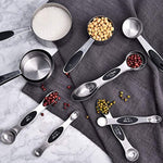 Magnetic Measuring Spoons and Stainless Steel Measuring Cups Set of 11, 5 Measuring Cups & 6 Double Sided Stackable Magnetic Measuring, Measuring Dry and Liquid Ingredients.