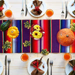 Resinta 2 Pack 14 by 84 Inch Mexican Serape Table Runner Mexican Colorful Cotton Fringe Table Runners Blanket for Mexican Party Outdoor Wedding Kitchen Decorations