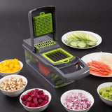 Braviloni Vegetable Chopper Slicer, 7-in-1 Multi-Function Chopper and Grater with Hand Protector, Interchangeable Blades