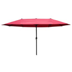 Outsunny VD-3454OPBE Crank-Tan 15' Double-Sided Twin Outdoor Market Patio Umbrella with Cran, L x 8.85'W x 7.9'H