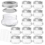 KAMOTA Mason Jars 4OZ With Regular Lids and Bands, Ideal for Jam, Honey, Wedding Favors, Shower Favors, Baby Foods, DIY Magnetic Spice Jars, 12 PACK, 20 Whiteboard Labels Included