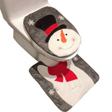 Snowman Santa Toilet Seat Cover and Rug Set Christmas Decorations Bathroom (Snowman)