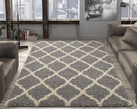 Ottomanson Collection shag Trellis Area Rug, 5'3" x 7', Gray