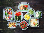 Kinetic Glass Food Storage Containers with Lids - 18 Piece - GlassWorks Meal Prep Containers, Airtight and Leakproof with Portion Control Containers,BPA Free & FDA Approved(9 Containers & 9 Lids)