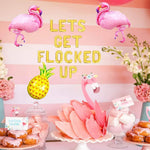 HEETON Let's Get Flocked Up Balloons, Hawaii Luau Flamingo Tropical Summer Beach Pineapple Bachelorette Party Banner, Flamingo Bach Bachelorette Party Supplies Decorations