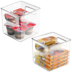 mDesign Plastic Kitchen Pantry Cabinet, Refrigerator or Freezer Food Storage Bins with Handles - Organizer for Fruit, Yogurt, Snacks, Pasta - Food Safe, BPA Free, 6" Cube - 2 Pack, Clear